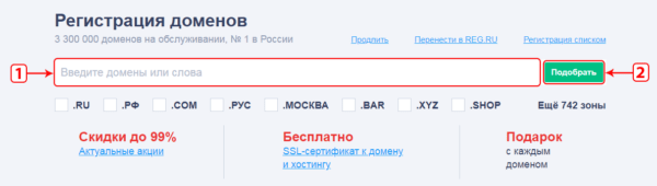 Покупка нового домена и хостинга на Reg ru