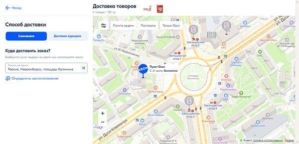 Оформление заказа выбираем способ доставки на Озон с компьютера