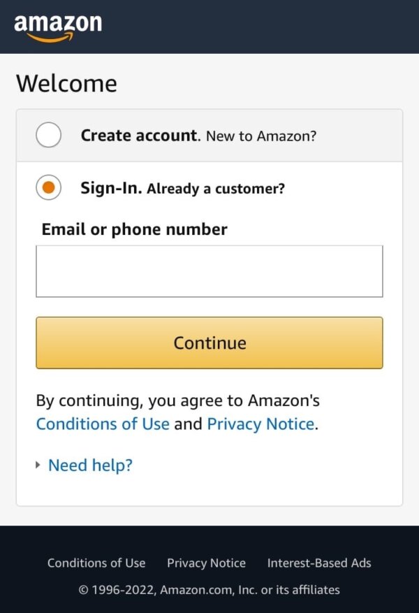 Поиск и заказ с мобильного телефона Amazon