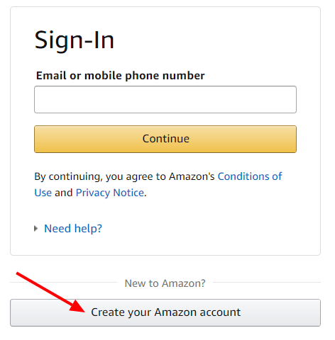 Регистрация на Amazon.com