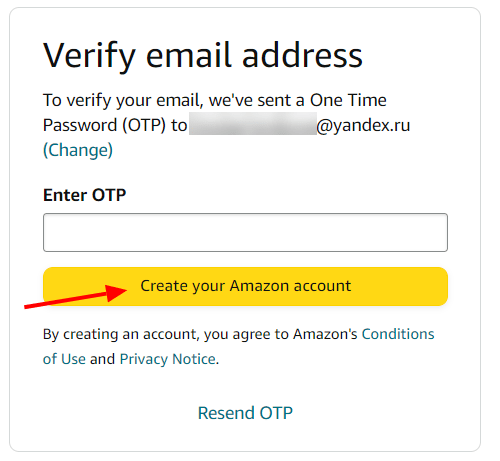 Регистрация на Amazon.com
