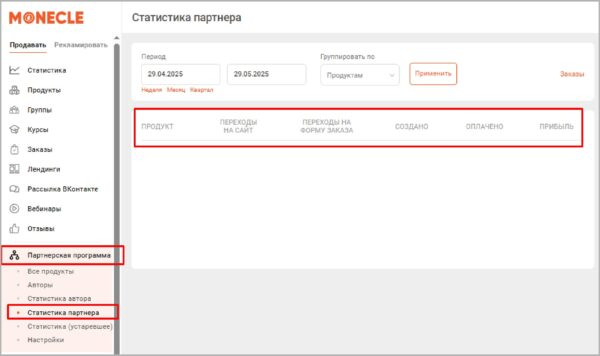 Как работать на Monecle. Виды заработка. #2. Партнерский заработок. б) Получение партнерской ссылки
